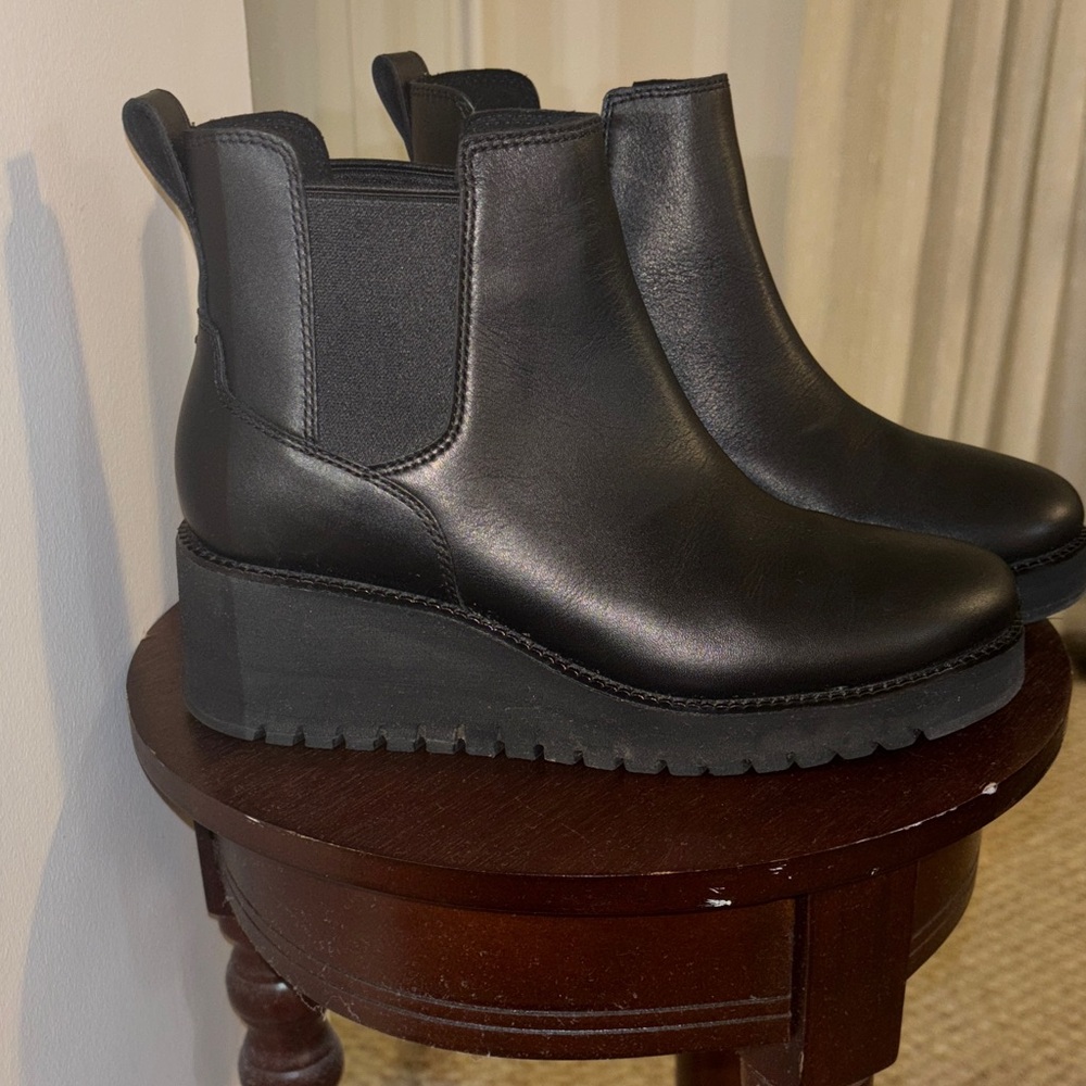 Cole Haan Women’s ZeroGrand Cityquest Waterproof Wedge Chelsea Boot in Black